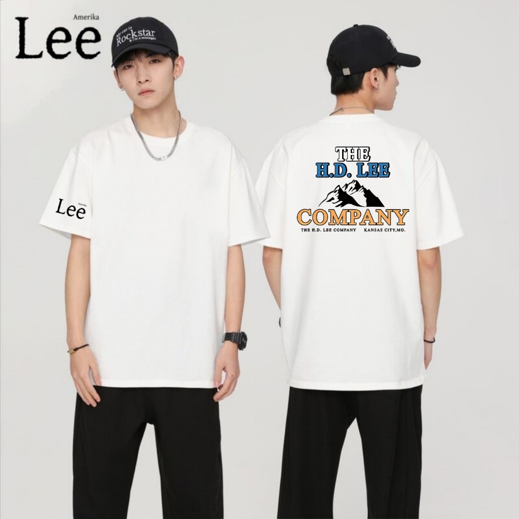 เสื้อยืดสีขาวผู้ชาย Lee ดีไซน์ "THE NO LEE COMPANY" ที่ด้านหลังสไตล์ลําลองสุดเท่