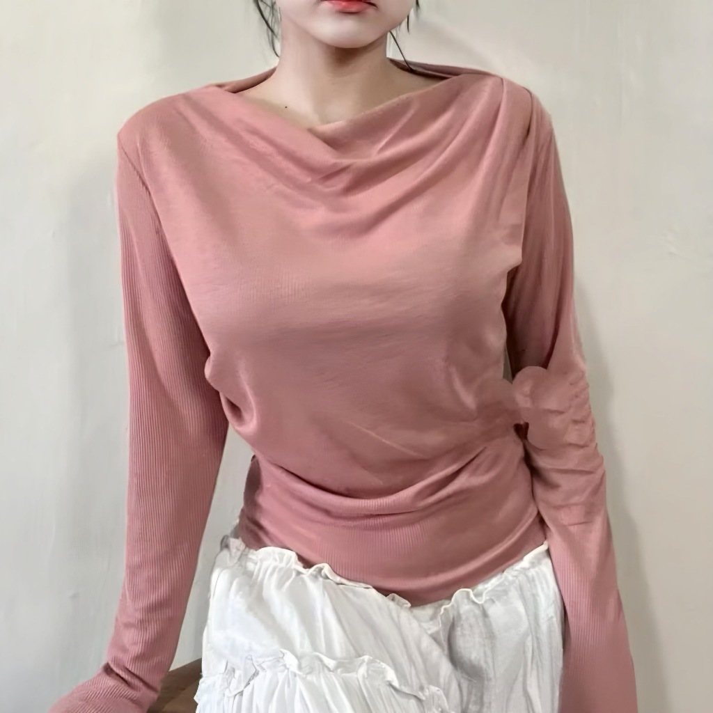 INU_SHOP April Top Knit Rib Long Sleeve Top / เสื้อผ้าผู้หญิงล่าสุด