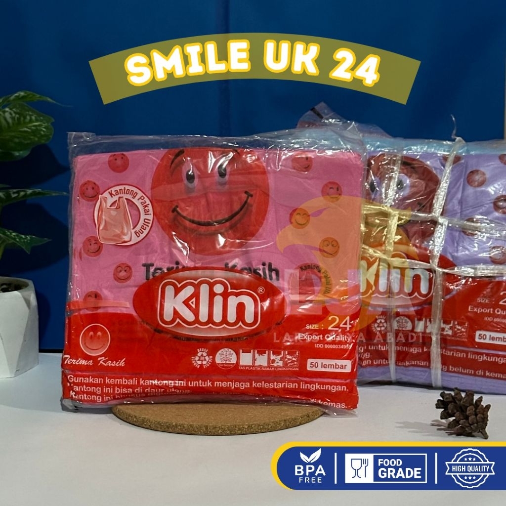 [เนื้อหา 50 แผ่น] ถุงพลาสติกหลากสี Klin Smile ขนาดกลาง 24 / ถุงพลาสติกขนาดกลาง Klin Smile