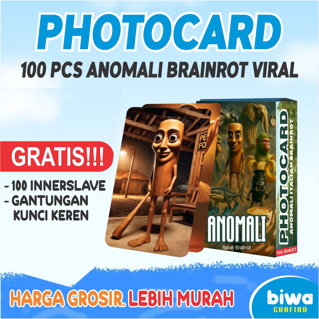 GANTUNGAN 100 Photocards Anomali Brainrot Viral Bonus พวงกุญแจ - Biwa Photocard
