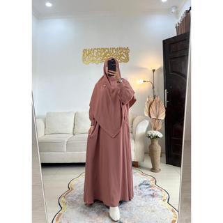 Syafacollection Safeea Abaya Set Khimar Marbella Silk Anti UV Gamis Muslim Umroh Haji