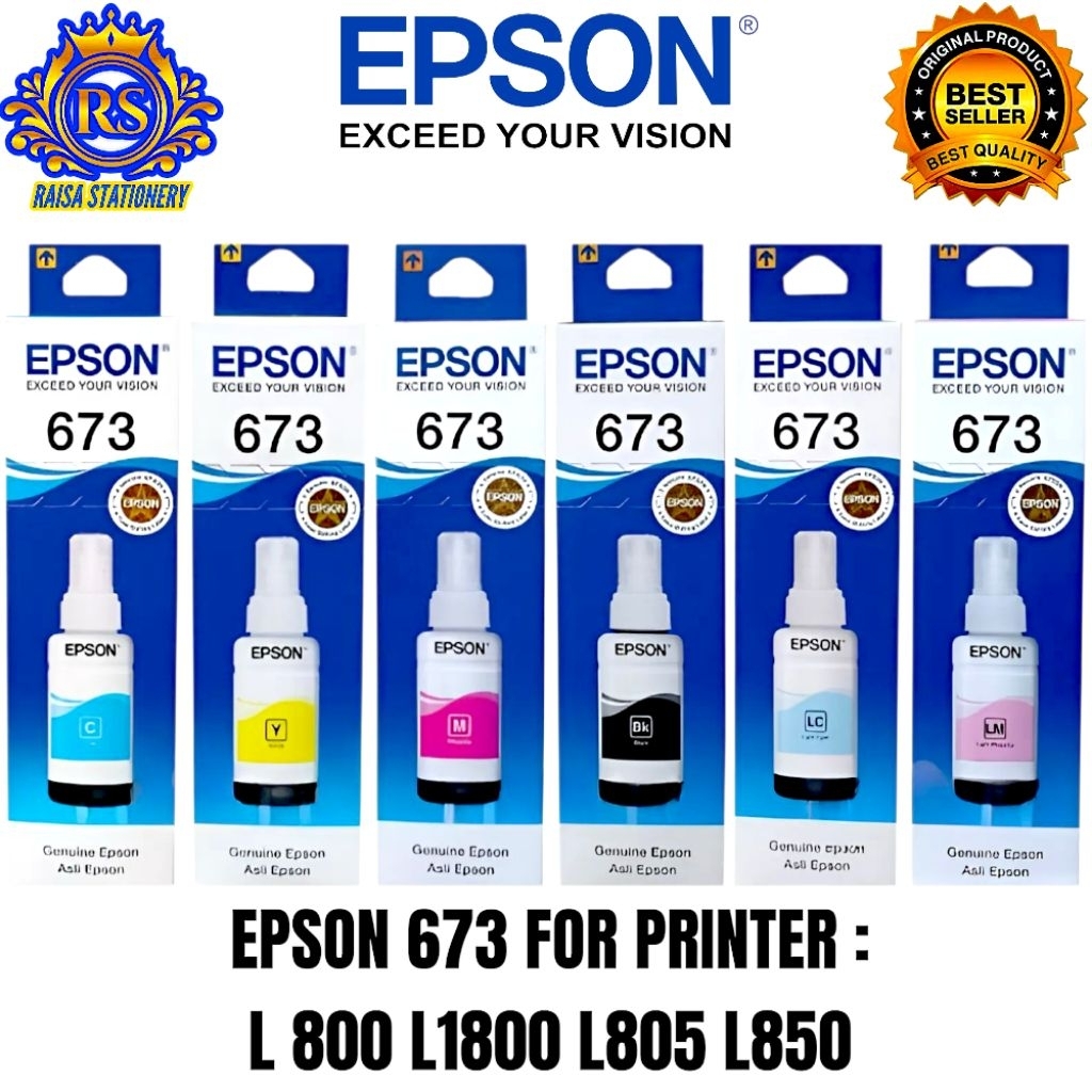 1 ชุด EPSON 673 ORIGINAL สําหรับ PRINTER=L800,L805,L810,L850,L1800