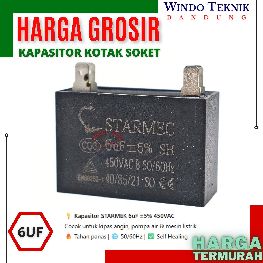 6UF SOCKET BOX CAPACITOR | คาปาซิเตอร์พัดลม | ปั๊มคาปาซิเตอร์ | CAPACITOR 6 UF