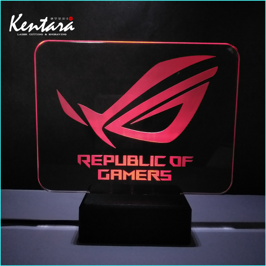 ROG Logo 3D อะคริลิคไฟกลางคืน Republic Of Gamers