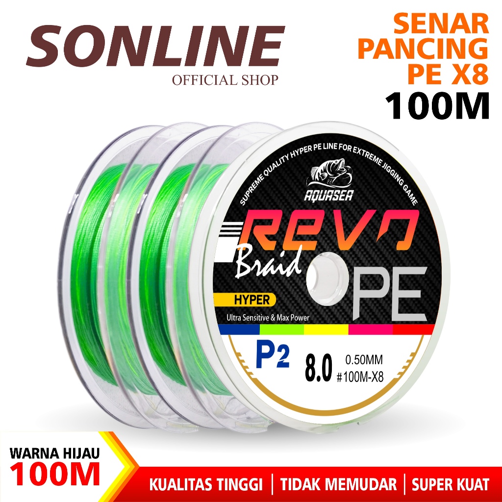 SONLINE - REVO BRAID 110M CONECTING Hyper PE P2 X8 สายตกปลาที่แข็งแกร่งสุด