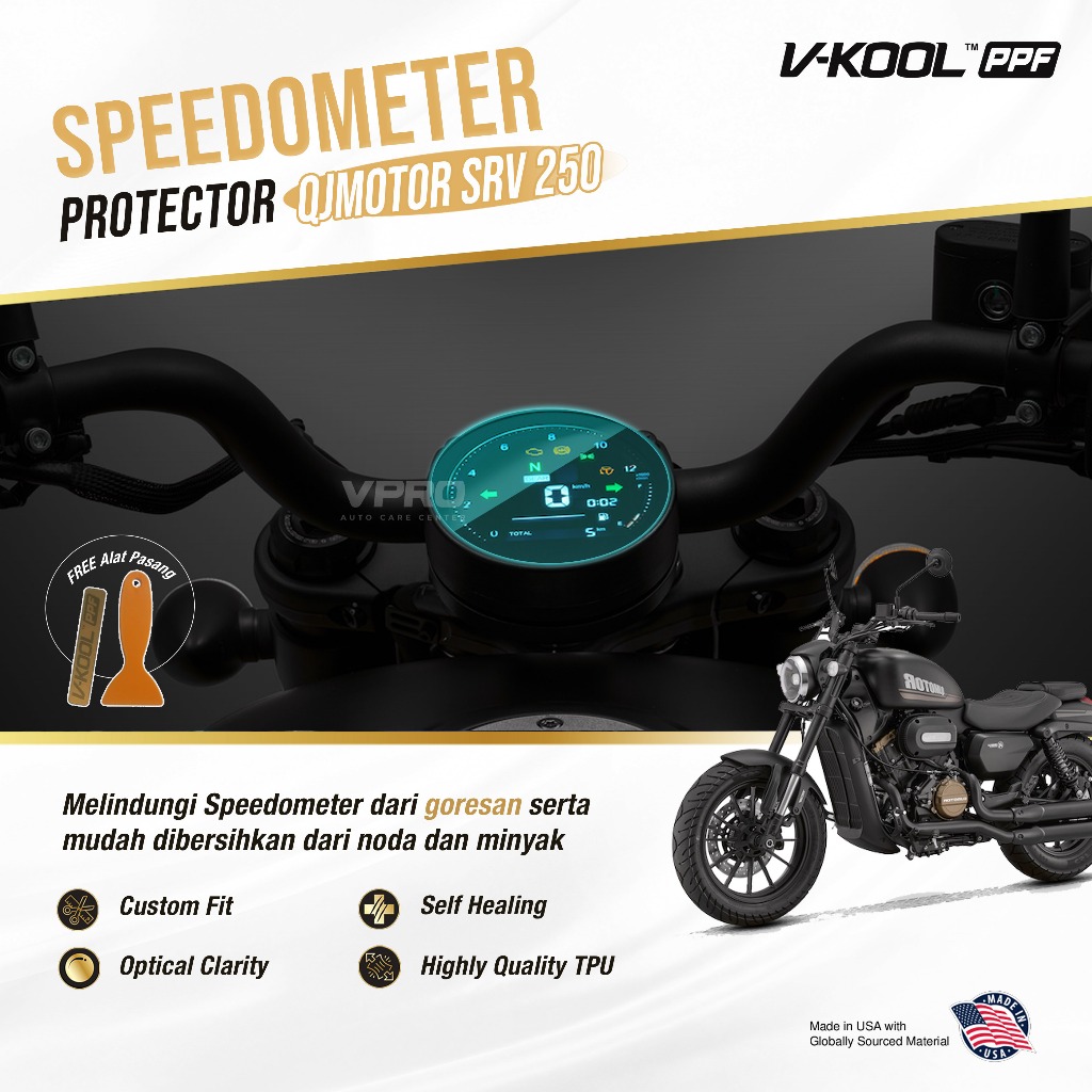 VKOOL PPF มอเตอร์วัดความเร็ว QJ MOTOR SRV 250 / มอเตอร์กันรอย