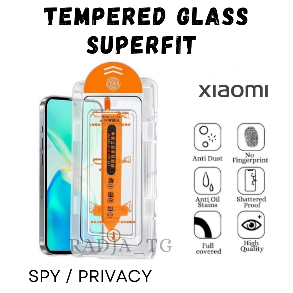SuperfitกระจกนิรภัยAnti-Failติดตั้ง-Anti-Scratch Privacy Glass/Tg Anti Spy Packสีส้มRedmi 14C POC0 C