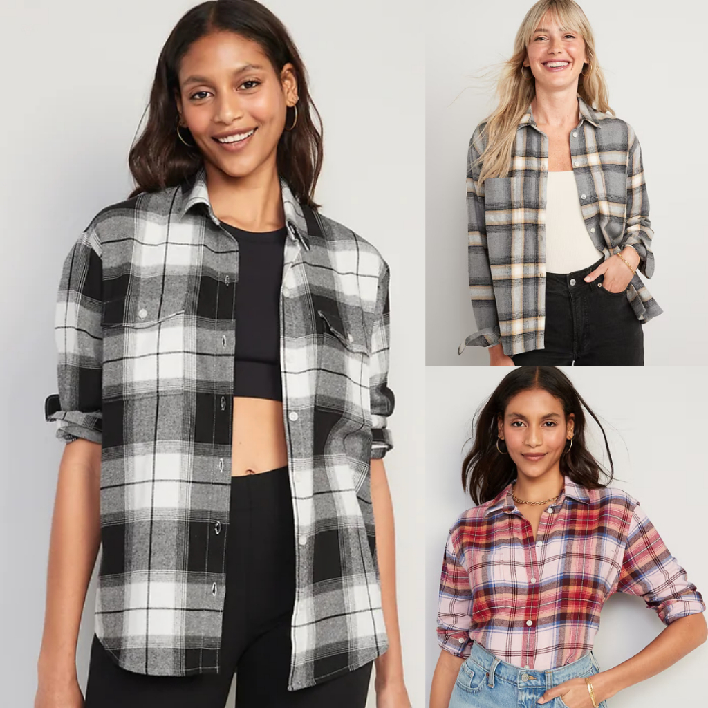 KEMEJA ODN Flannel Boyfriend Shirt สําหรับผู้หญิง
