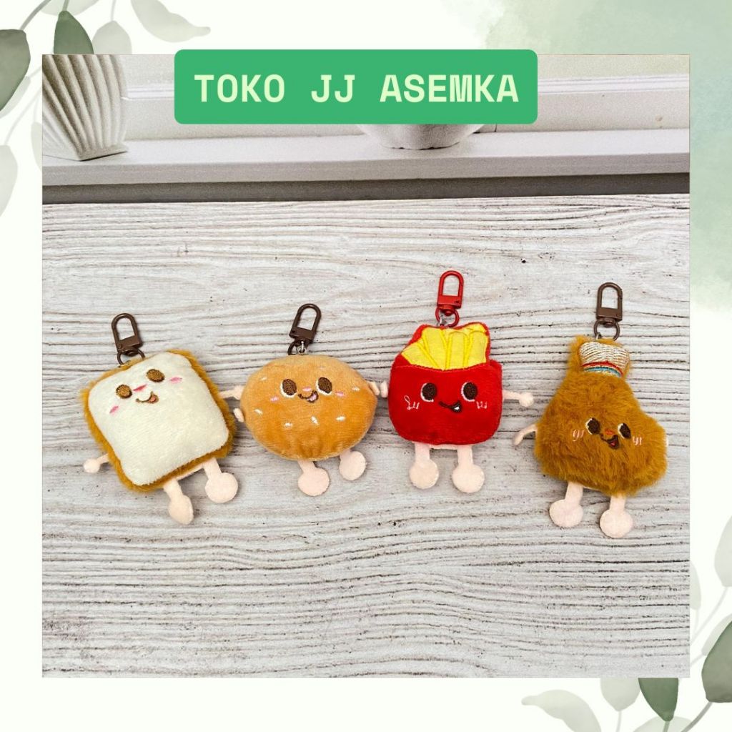 GANTUNGAN CUTE BURGER FACE BAG CHARM KEYCHAIN SOUVENIR GIFT