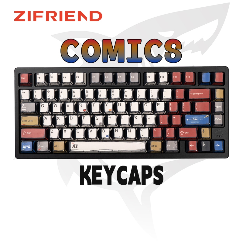 ZIFRIEND Comics Keycaps 141 คีย์ Dye Sublimation Cherry Profile PBT ชุดสําหรับ DIY คีย์บอร์ด Keycap