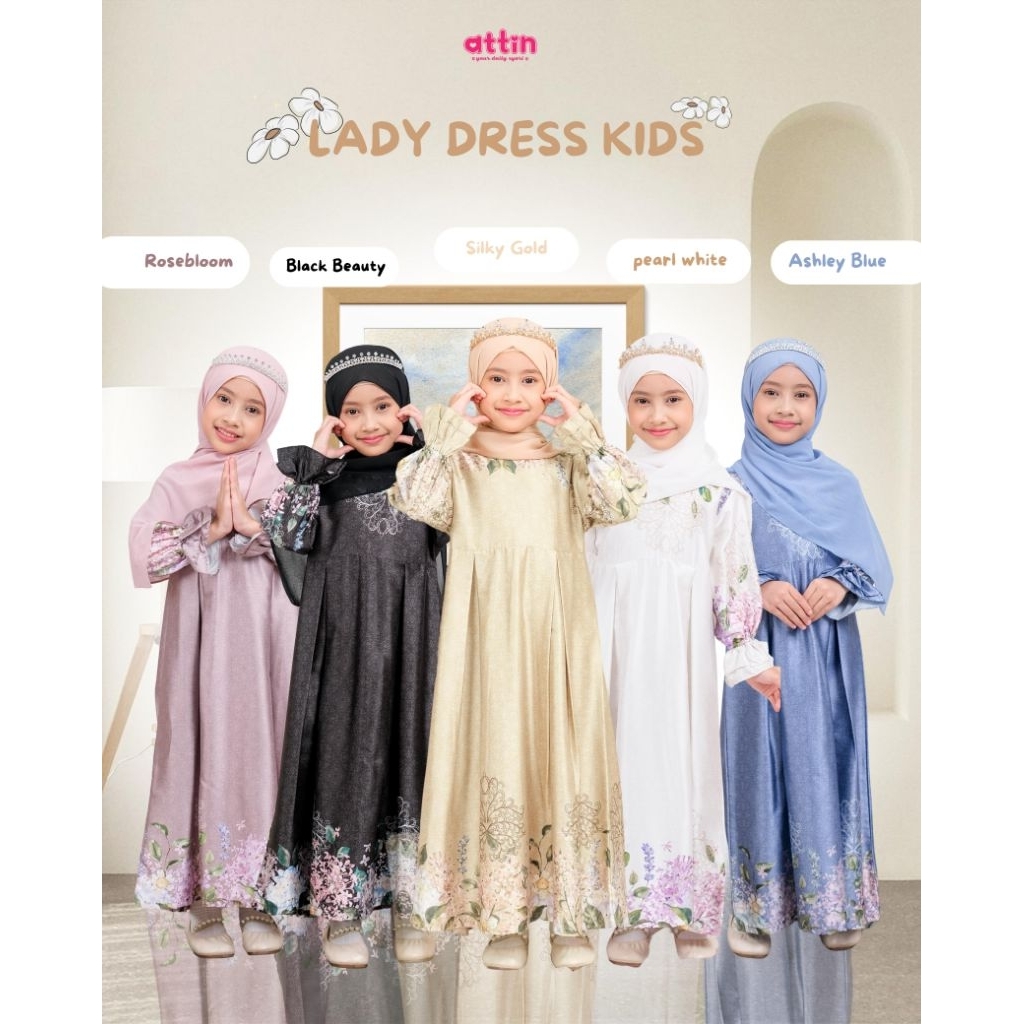 Lady Dress Kids Armany Silk Childrens Gamis with Flora Motif by Attin