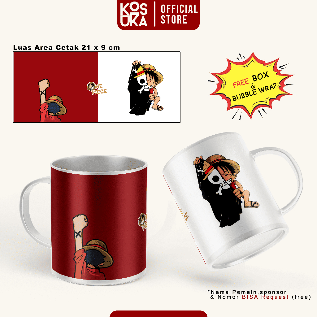 (EVERYDAY) CUSTOM ANIME MUG One P1ece - ลูฟี่