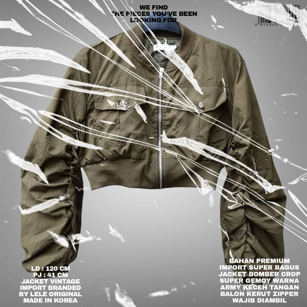 ต้นฉบับ/พรีเมี่ยมนําเข้า BOMBER JACKET/CROP JACKET/ARMY BOMBER CROP JACKET/ARMY CROP BUBBLE JACKET/K