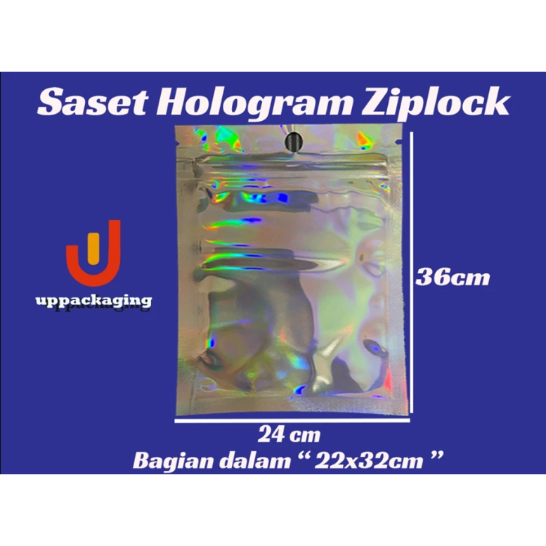 HOLOGRAM LASER POUCH PACKAGING SIZE 24X36 CM ZIPLOCK NON STANDING