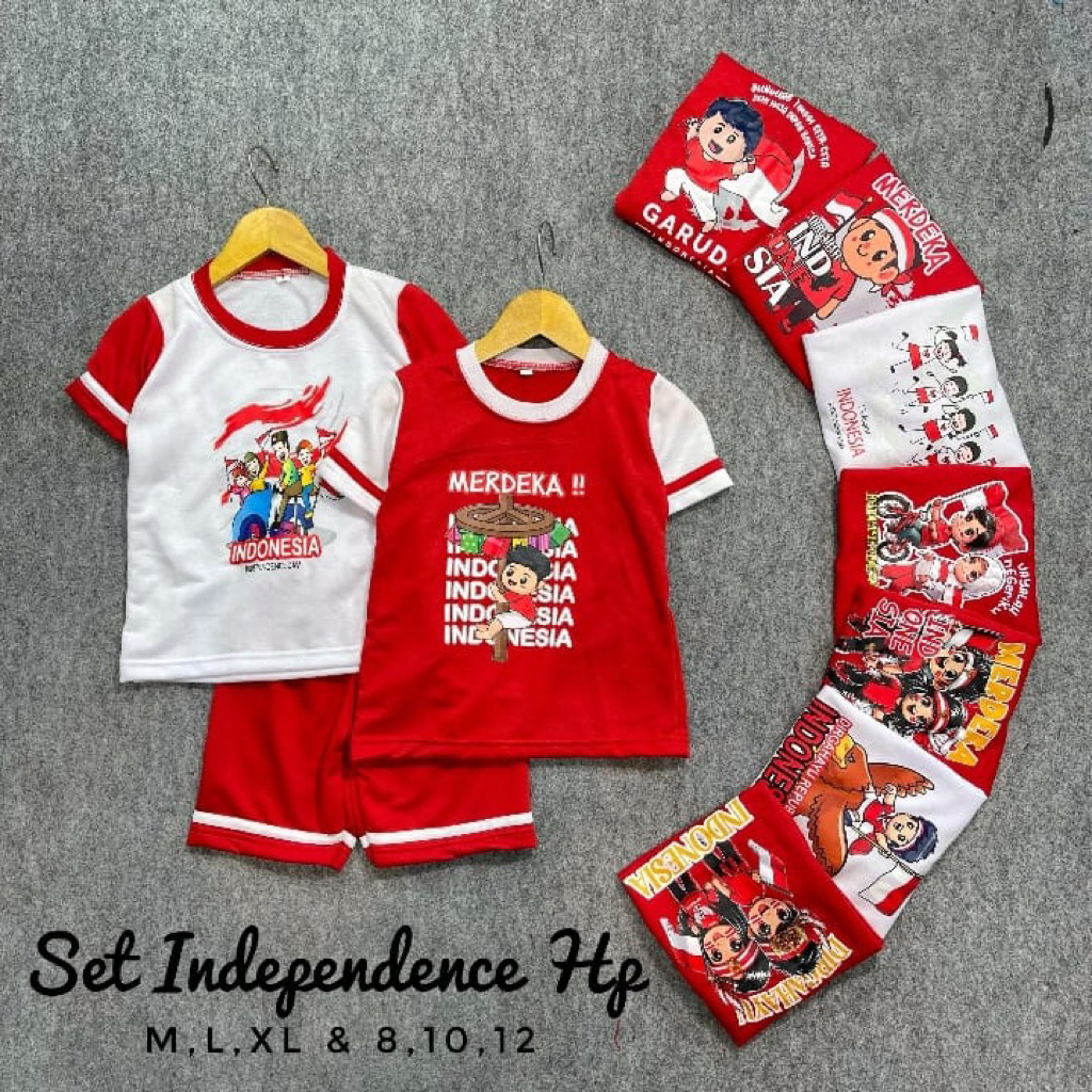 MERAH CHILDRENS SUITS 1-7 YEARS CHILDRENS T-SHIRT SUITS กางเกงขาสั้นสีแดงและสีขาว AUGUST