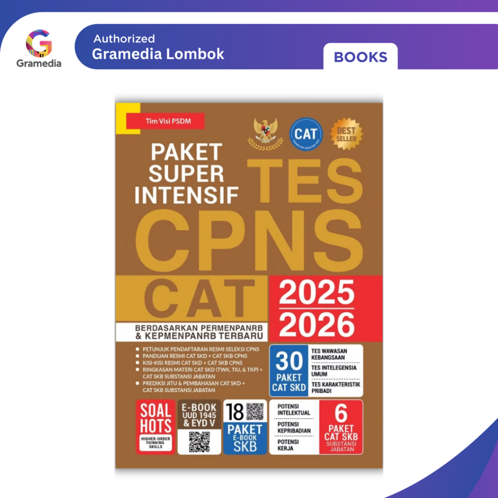 Gramedia Lombok - แพ็คเกจ Super Intensive สําหรับ CPNS CAT Test 2025/2026 (PSDM Vision Test)