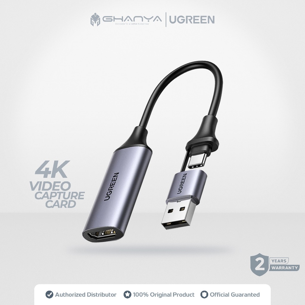 UGREEN 40189 การ์ดจับภาพวิดีโออะแดปเตอร์ HDMI 2 in 1 Type C / USB HD 4K 60Hz อะแดปเตอร์ Type C Conve
