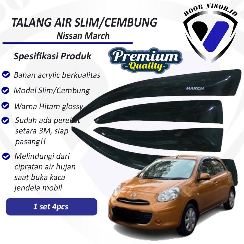 Nissan March 2010-2022 Premium Quality รางน้ํา 4 ประตู