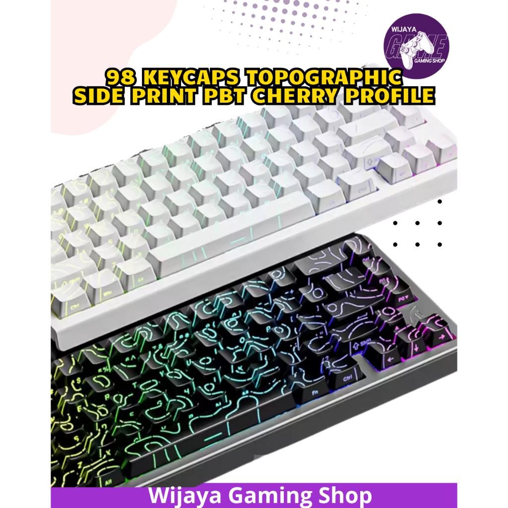 98 Keycaps PBT Backlit DoubleShot Topographic พิมพ์ด้านข้างโปร่งแสงโปรไฟล์เชอร์รี่สําหรับคีย์บอร์ดแบ