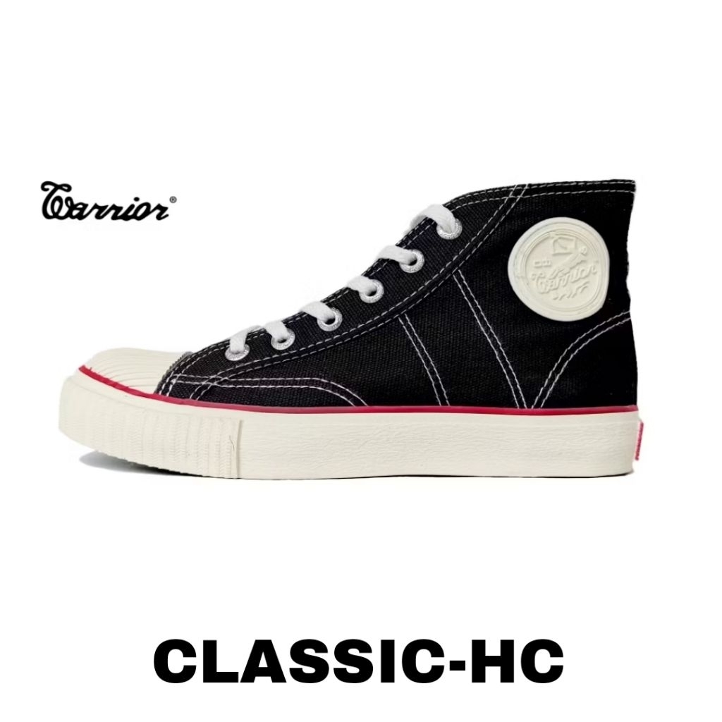 WARRIOR รองเท้าทํางานโรงเรียนและวิทยาลัยสําหรับผู้ชายและผู้หญิง WARRIOR Classic High Laces สีดําและส