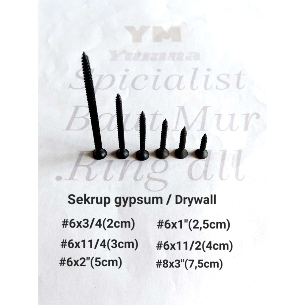 GYPSUM SCREWS /DRYWALL (6X3/4 หรือ 2cm)-(6X1" หรือ 2.5cm)-( 6X11/4 หรือ 3cm)-( 6X2" หรือ 5cm 8X3 หรื