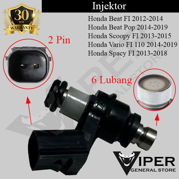 Honda Beat FI Pop Scoopy Vario 110 Spacy FI หัวฉีด 6 รู 16450-K25-901 (M17107)