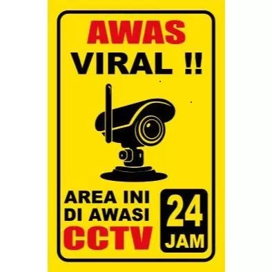 VIRAL BEWARE OF SIGN STICKERS THIS AREA IS BEWARE OF 24-HOUR CCTV 15 X 23 CM -