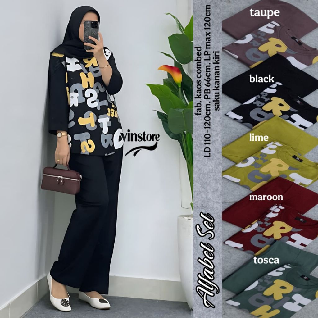 ALPHABET PREMIUM COMBAD T-SHIRT SET โดย VINSTORE