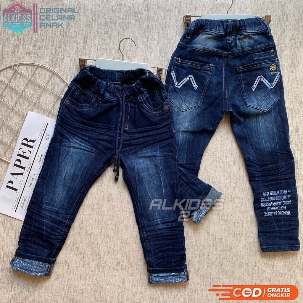 กางเกงยีนส์ยาวสําหรับ BOYS 4-12 YEARS OLD, SLIMFIT MODEL