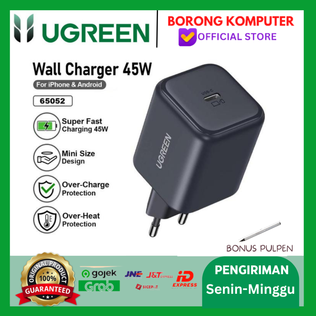 เครื่องชาร์จ UGREEN 65052 Gan 45W USB C สีดํา
