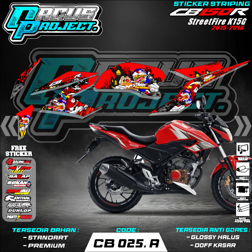 STRIPING STICKER CB 150R 2015-2018 - CODE O25 SIMPLE DESIGN DORAEMON ZOMBIE ORCUS STICKER
