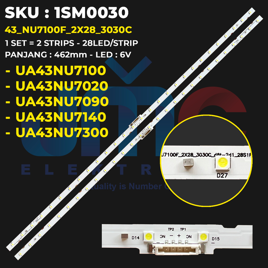 ทีวีแบ็คไลท์ SAMSUNG UA43NU7100 UA43NU7020 UA43NU7090 UA43NU7140 UA43NU7300