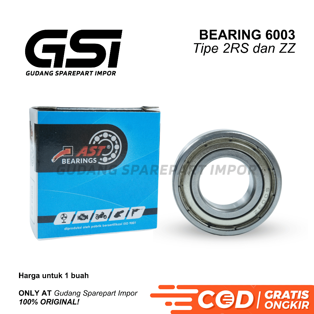 AST Bearing 6003 2RS / 6003ZZ Laker Laher