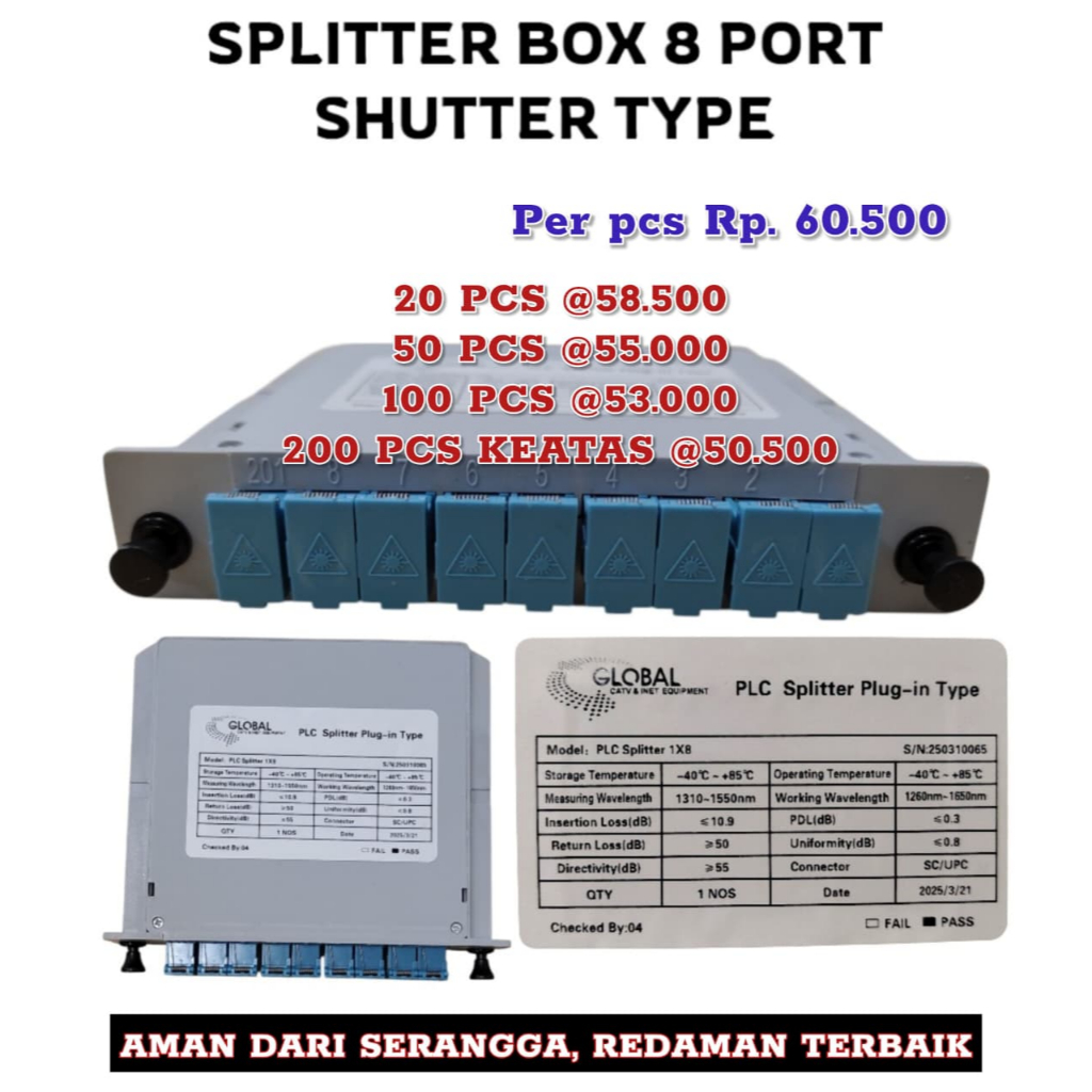 กล่อง SPLITER UPC 8 PORT SHUTTER TYPE