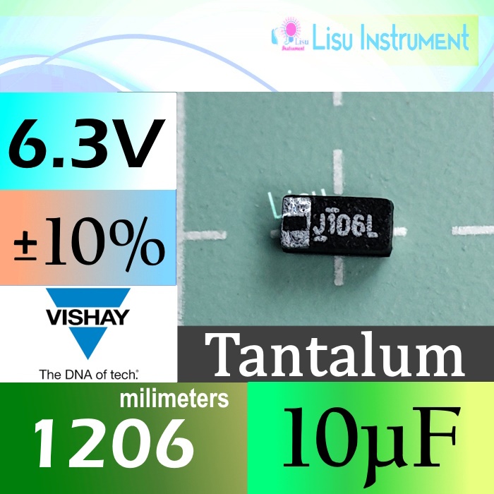 10uF 6.3V ±20% 1206 / 3216 ตัวเก็บประจุแทนทาลัม 293D106X06R3A2TE3 Vishay Intertech