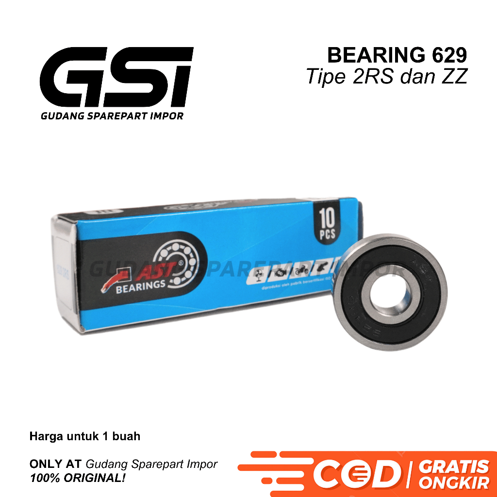 AST Bearing 629 2RS / 629ZZ Laker Laher