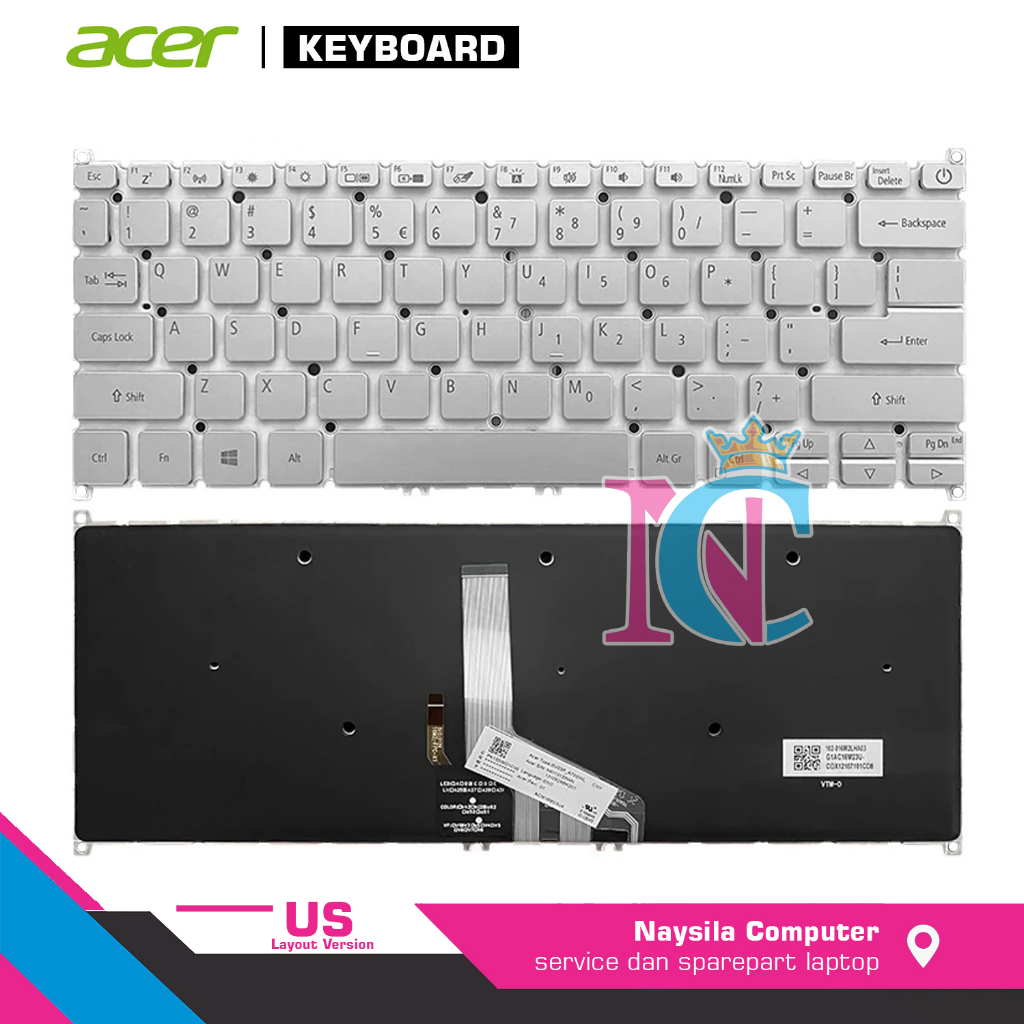 คีย์บอร์ดเรืองแสง Acer Swift 3 SF313-51 SF314-42 SF314-57 N17W3 N18H2 N19C4 N19H4 SF514-51 SF514-52 