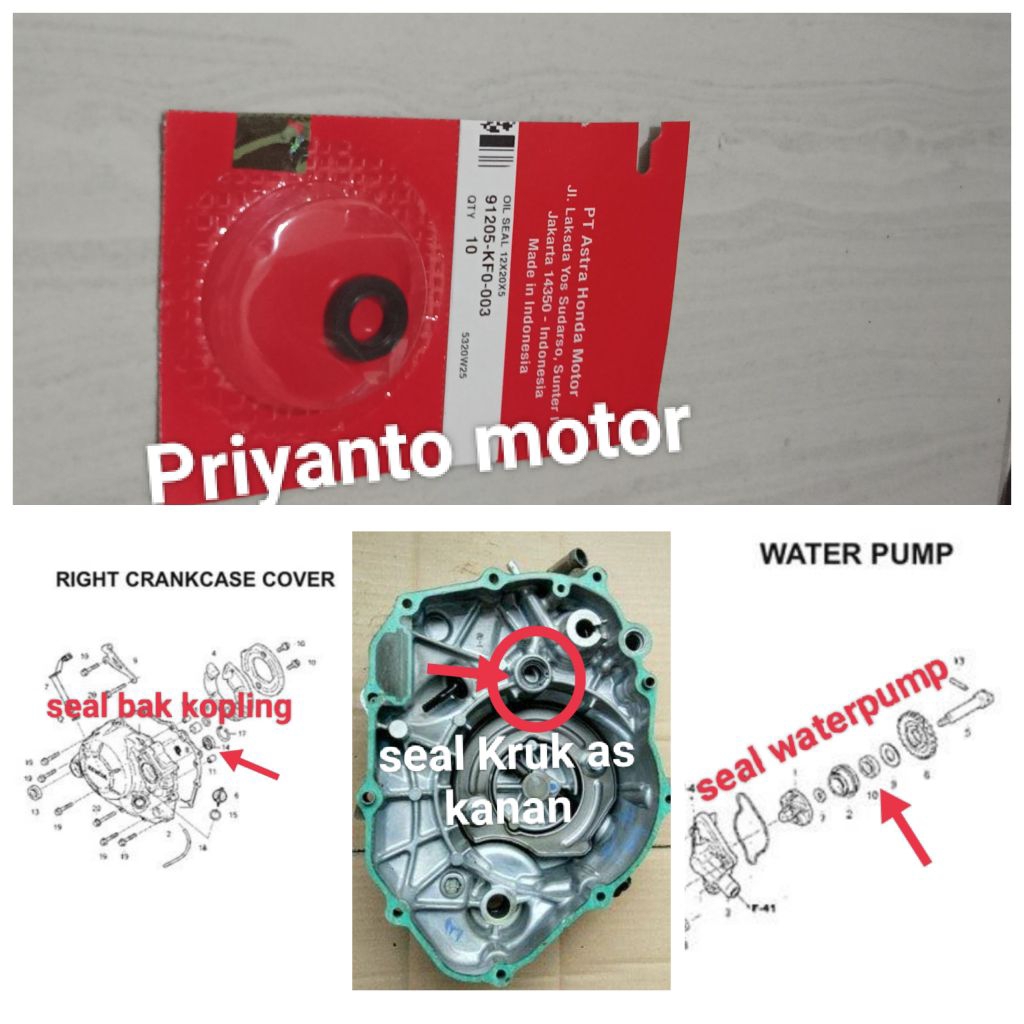 91205-KF0-003 ซิล 12x20x5 ซีลถังคลัทช์เพลาข้อเหวี่ยงขวา waterpump Sonic 125 150 cs1 cbr cb cbx gtr 1