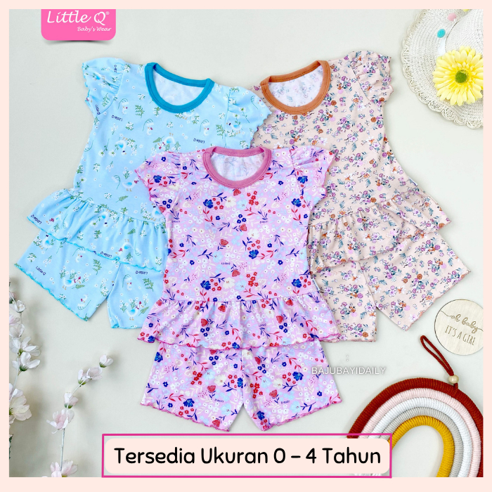 3 ชุด (S-XL MOTIF) ชุดเสื้อผ้าพร้อมกางเกงขาสั้นสไตล์และกางเกงขาสั้น 3 4 3/4 3PER4 BABY GIRLS BOYS BA