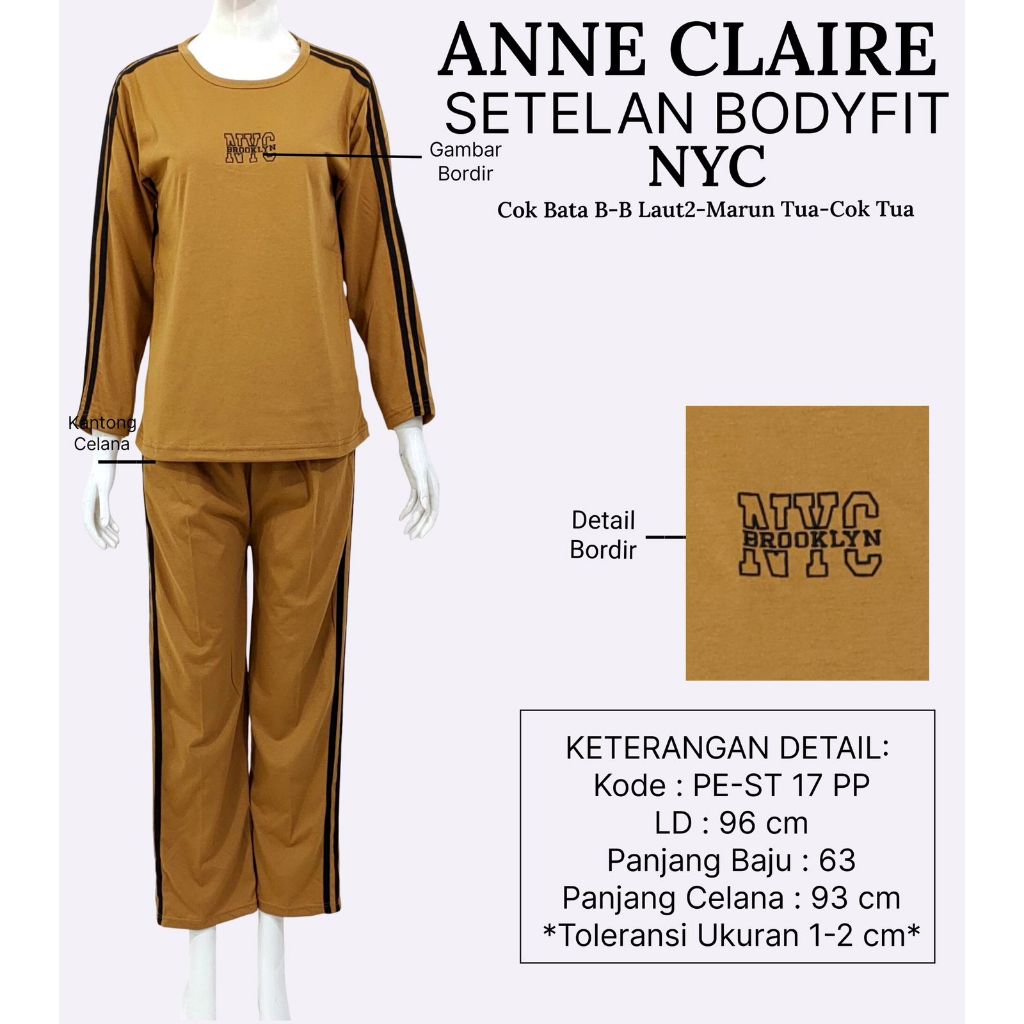 ANNE CLAIRE ชุดแขนยาวกางเกงขายาว BodyFIT BabyDoll ชุดนอนผู้ใหญ่ USHOP