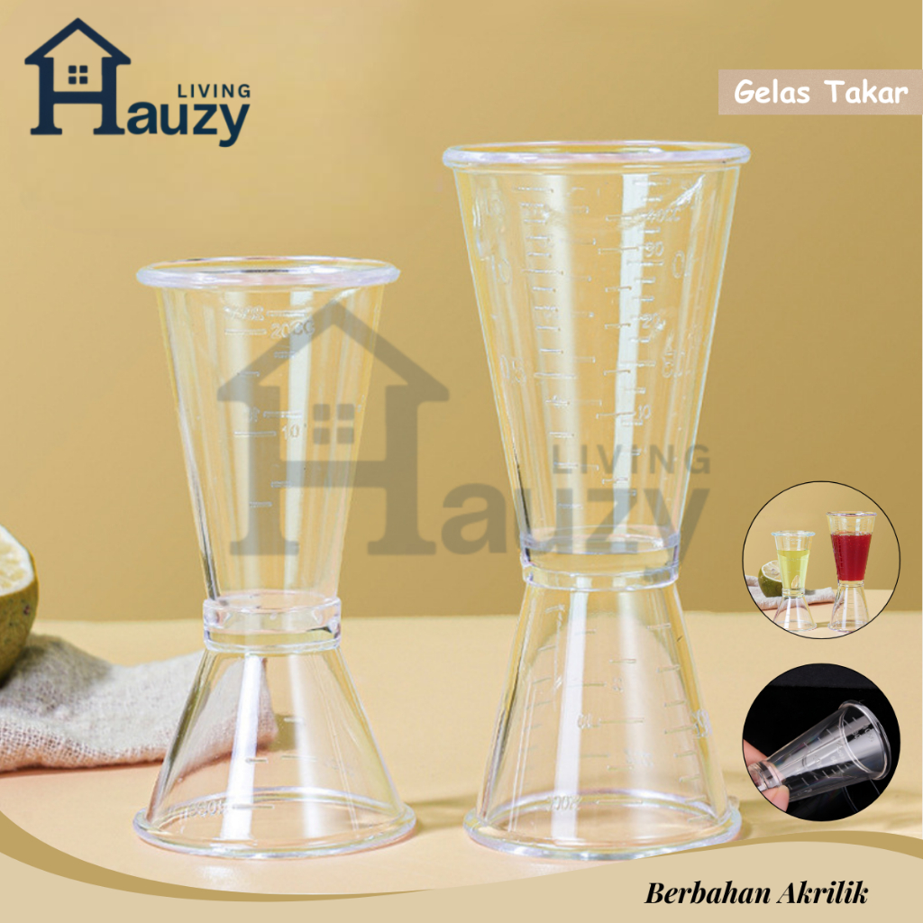 Hauzy - Jigger ถ้วยตวงพลาสติกใส 2 ด้าน Barista & Bartender เครื่องมือ/2 ด้าน Jigger เครื่องมือตวงเคร