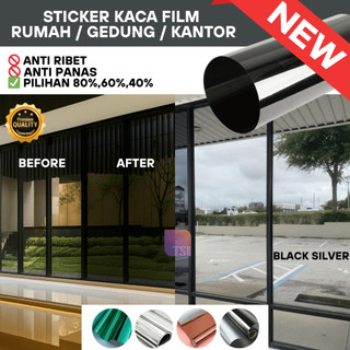 Sticker Kaca Film Cermin Jendela Mobil Rumah Gedung Sunblast Stiker Kaca Film Hitam One Way Riben Anti Panas 80% 60% 40%