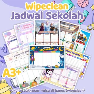 Jadwal Pelajaran Sekolah Aesthetic Besar untuk Kelas - Poster Jadwal pelajaran wipeclean best seller