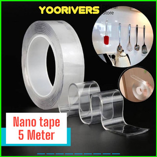 Double Tape Bening Panjang 5 METER Jumbo Lakban Bening Super 5M Double Tape super kuat - nano tape 5 meter