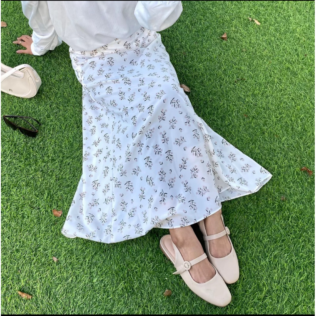 กระโปรงซากุระ PATTERN | กระโปรงลายดอก | กระโปรงดอกไม้สไตล์เกาหลี | กระโปรงมิดิ | SKIRT A LINE PATTER