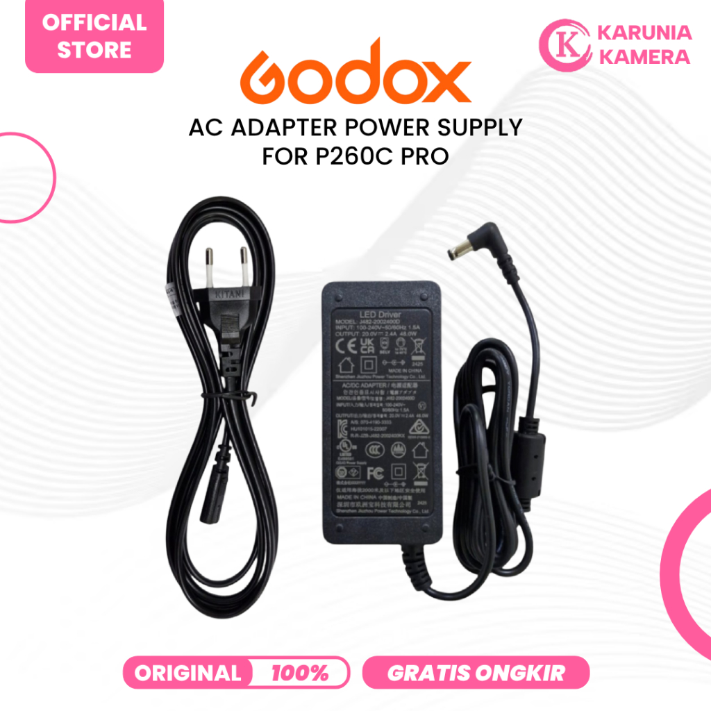 Godox P260C PRO อะแดปเตอร์จ่ายไฟสําหรับ Godox LED P260c Pro