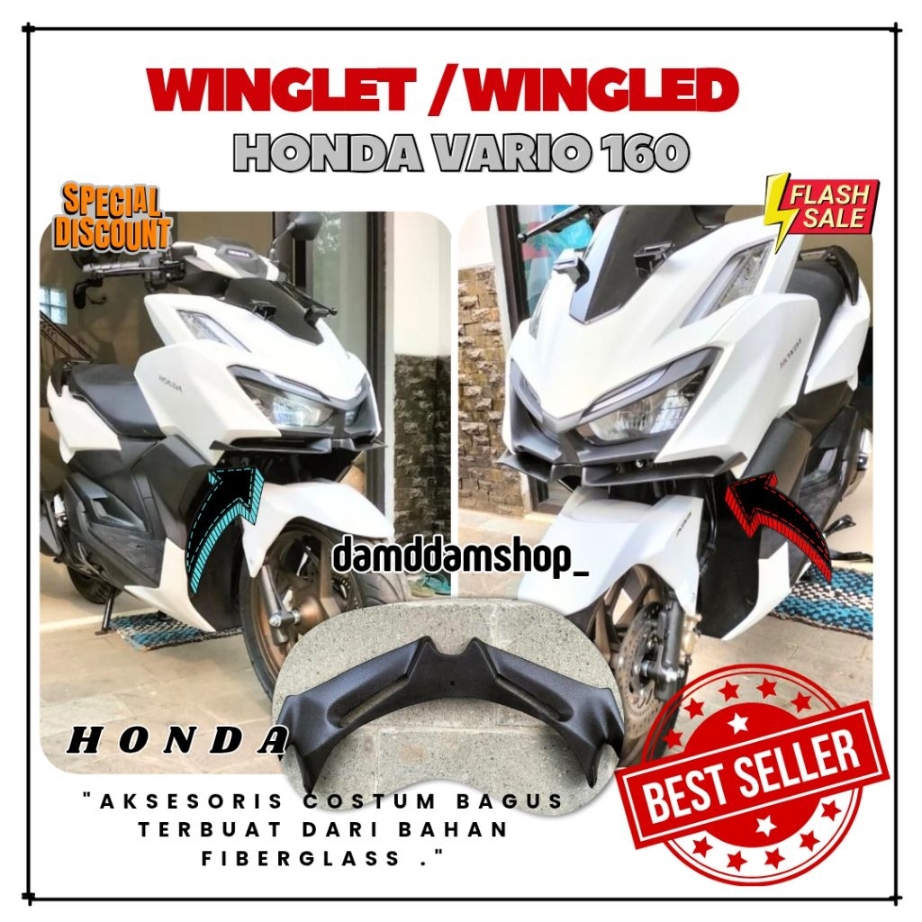 WINGLET ALL NEW VARIO 160 COSTUME FIBERGLASS BLACK DOFF