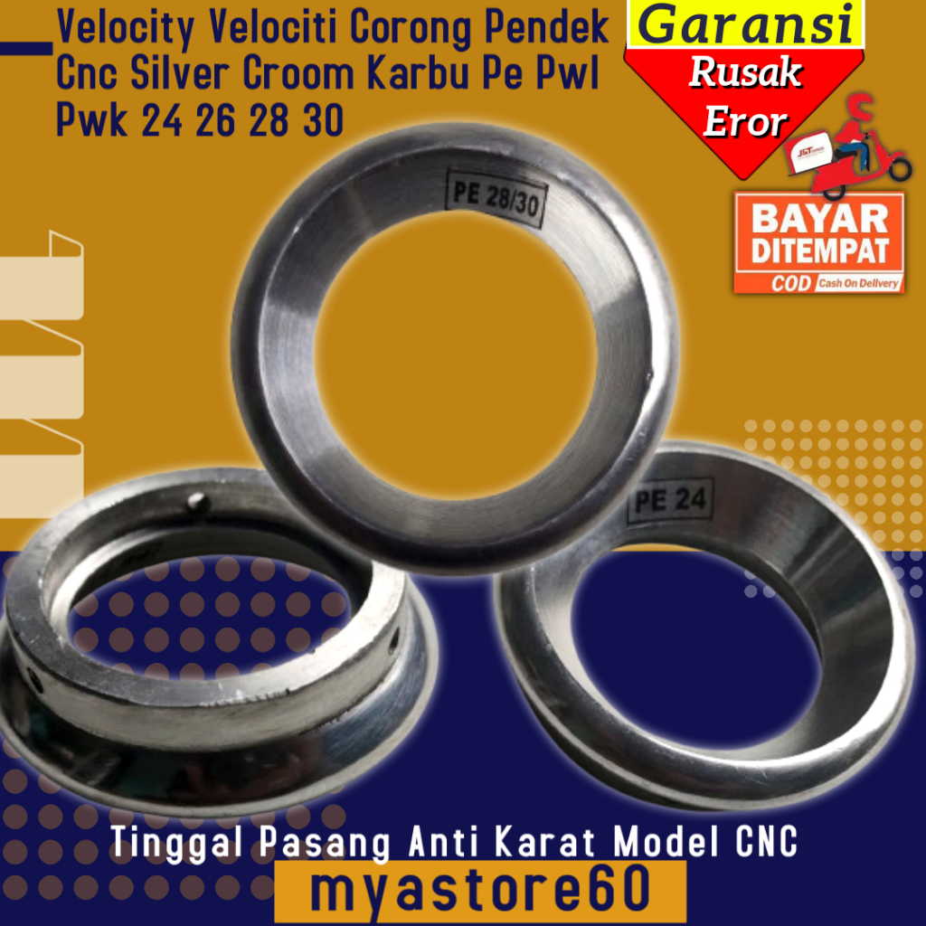 Velocity Velocity Short Funnel Silver Cnc Chrome คาร์บูเรเตอร์ Pe Pwl Pwk 24 26 28 30 Pe 24 Pe26 Pe2