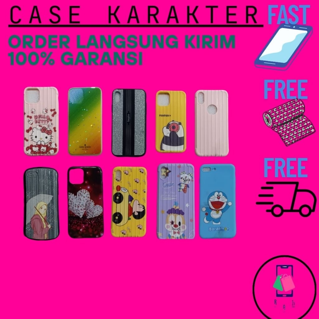 Viral Motif Character Case iP 6g 6s 6s plus 7plus 8plus X Xs 11pro 12mini 13promax Redmi 7a 8a 8pro 