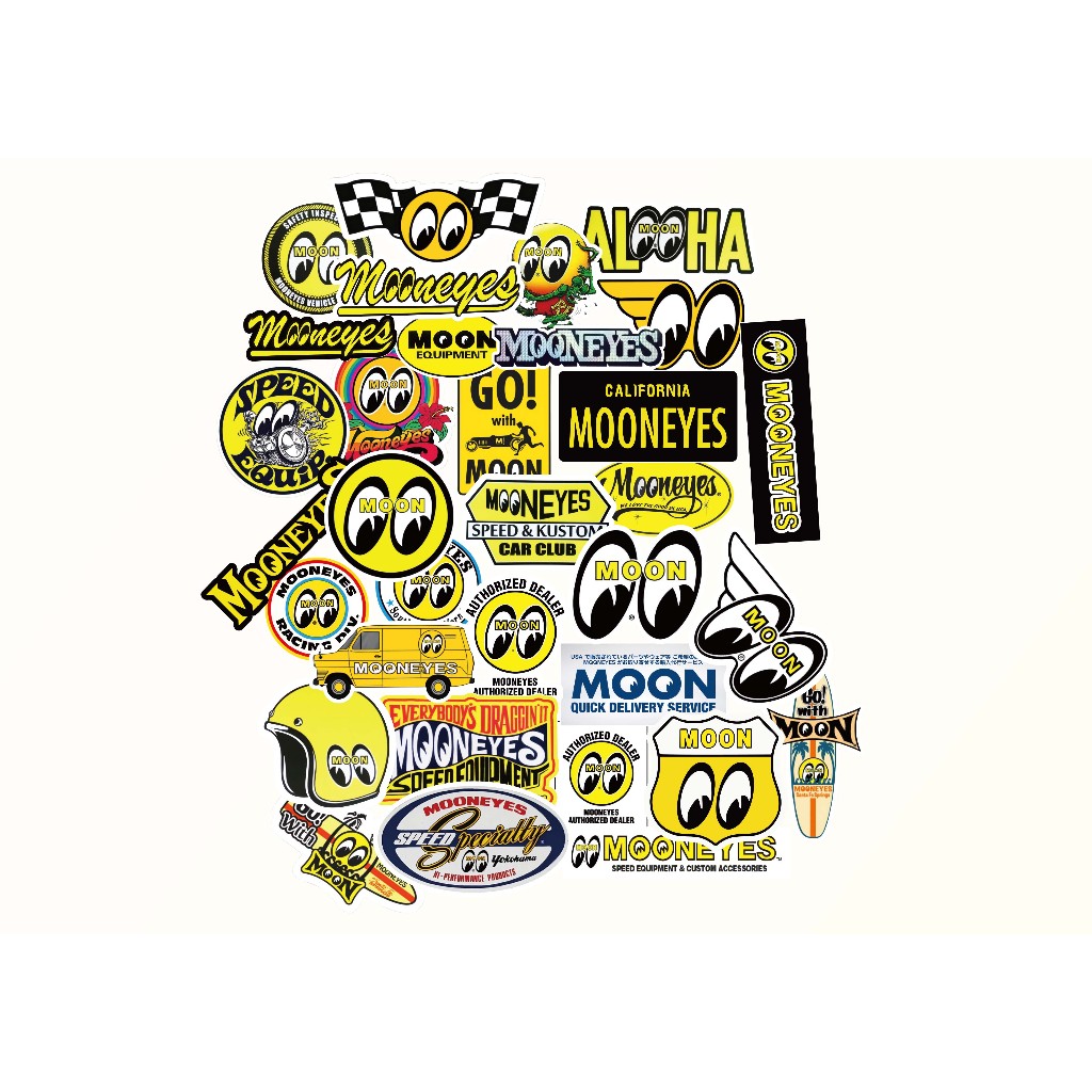 MOONEYES STICKER PACK - สติ๊กเกอร์ MOONEYES MADE OF VYNIL, MOTORCYCLES, CARS, HELMETS, JDM, SUITCASE